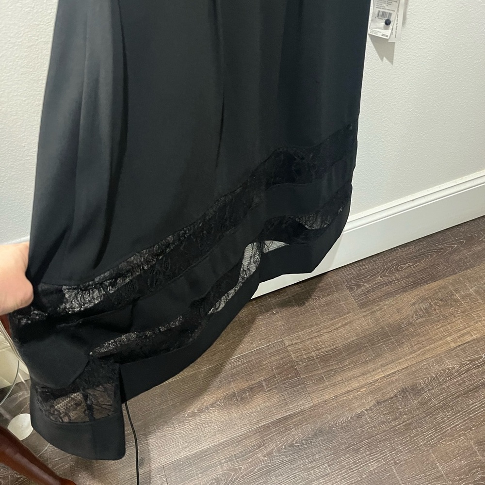 AIDAN MATTOX BLACK SHADOW STRIPE CREPE MIDI FIT & FLARE COCKTAIL DRESS NWT SZ 10 - Picture 10 of 16